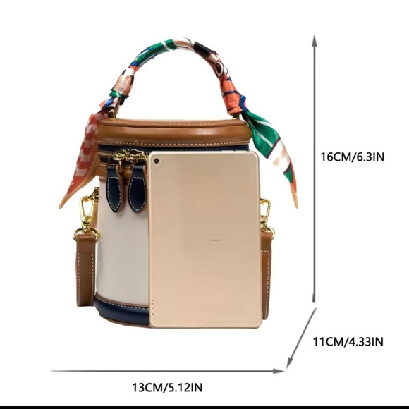 Colorblock Shoulder Cylinder Bucket bag - Picture 5 of 5